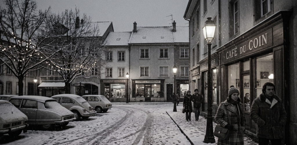 Snowy evenings in 1970s Europe
